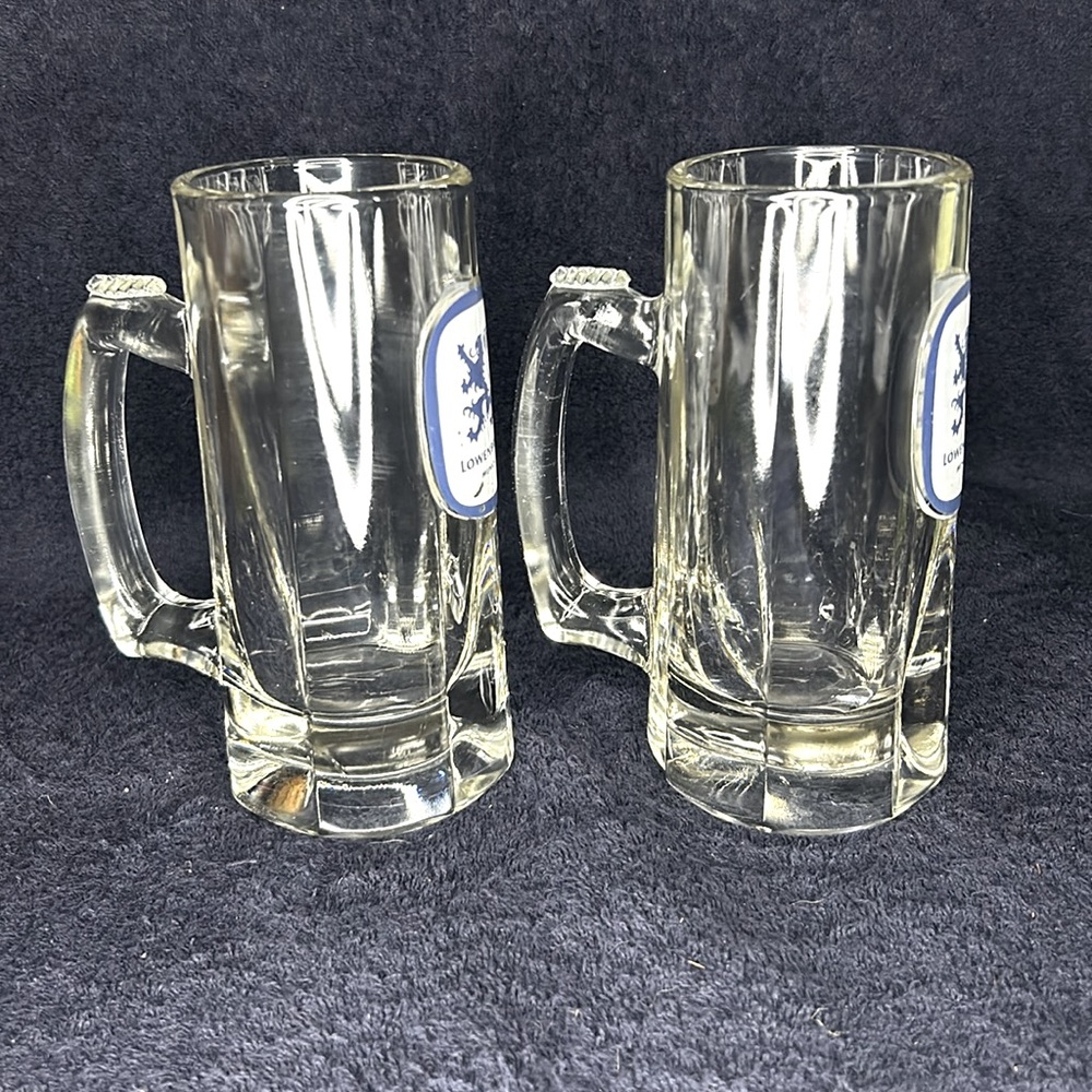 Pair Lowenbrau Munich Beer Mugs 11 oz Vintage, Oval Logo. See Pics for condition